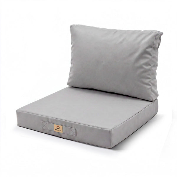 Ensemble Coussins Salon Jardin 60x60 Gris Galet - Déhoussable & Anti-UV (Assise + Dossier)