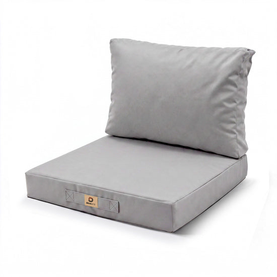 Ensemble Coussins Salon Jardin 50x50 Gris Galet - Déhoussable & Anti-UV (Assise + Dossier)