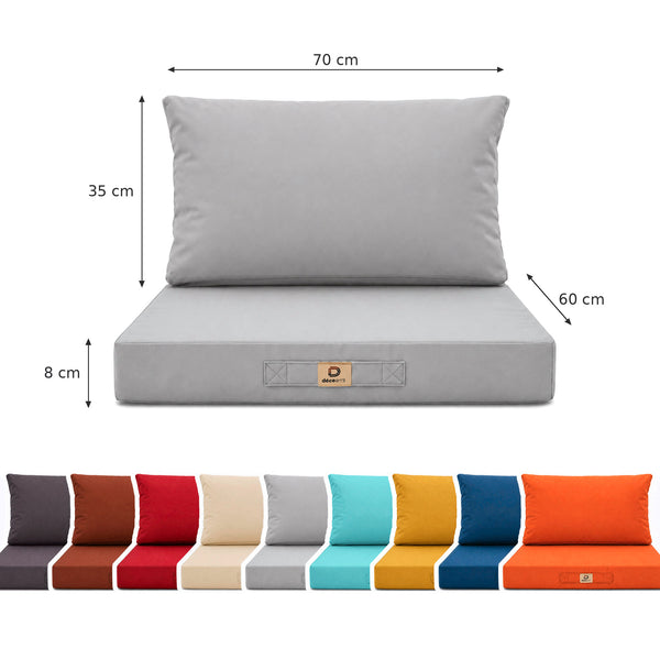 Ensemble Coussins Salon Jardin 60x70 Gris Galet - Déhoussable & Anti-UV (Assise + Dossier)