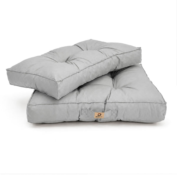 Ensemble Coussins Capitonné 50x50 Gris Galet - Épais 15cm & Moelleux (Assise + Dossier)