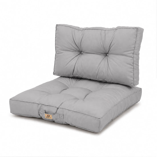 Ensemble Coussins Capitonné 50x50 Gris Galet - Épais 15cm & Moelleux (Assise + Dossier)