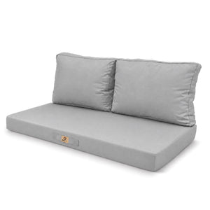 Ensemble Coussins Salon Jardin 120x60 Gris Galet - Déhoussable & Anti-UV (1 Assise + 2 Dossiers)