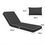Matelas Transat Premium 190x60 Gris Foncé - Épais 10cm & Têtière (Déhoussable)