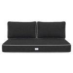 Ensemble Coussins Premium 100x50 Gris Foncé - 1 Assise + 2 Dossiers (Épais 12cm & Passepoil)
