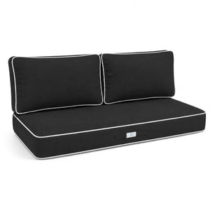 Conjunto de Cojines Premium 100x50 Gris Oscuro - 1 Asiento + 2 Respaldos (Grueso 12cm & Passepoil)