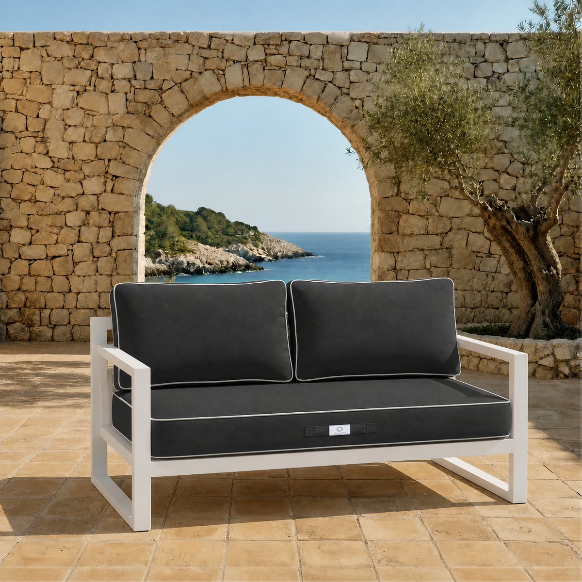 Conjunto de Cojines Premium 100x50 Gris Oscuro – 1 Asiento + 2 Respaldos (Grueso 12cm & Passepoil)