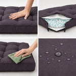Conjunto de Cojines Acolchados 50x50 Gris Carbón - Grueso 15cm & Mullido (Asiento + Respaldo)