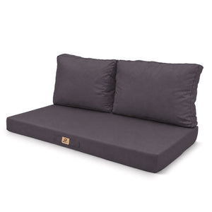 Ensemble Coussins Salon Jardin 100x50 Gris Carbone - Déhoussable & Anti-UV (1 Assise + 2 Dossiers)