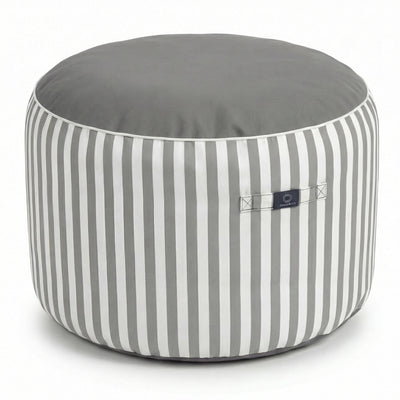 Pouf Rond Rayure Gris Clair - Premium 270g - Hauteur 40cm Diamètre 70cm