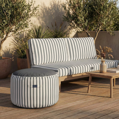 Pouf Rond Rayure Gris Clair - Premium 270g - Hauteur 40cm Diamètre 70cm