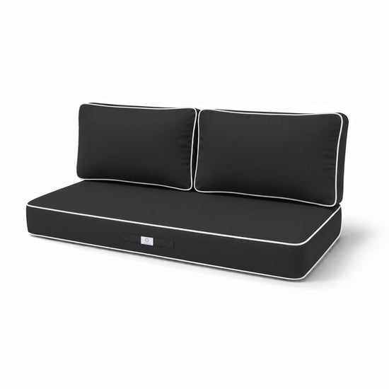 Conjunto de Cojines Premium 100x50 Gris Oscuro - 1 Asiento + 2 Respaldos (Grueso 12cm & Passepoil)