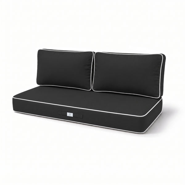 Conjunto de Cojines Premium 120x60 Gris Oscuro - 1 Asiento + 2 Respaldos (Grueso 12cm & Passepoil)