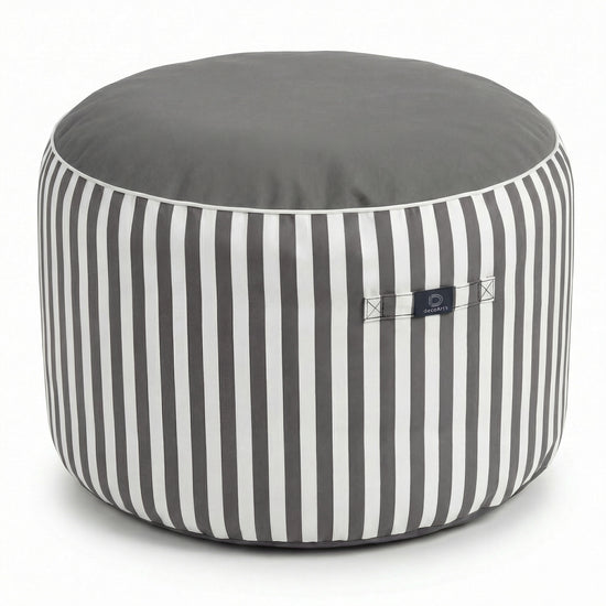 Pouf Rond Rayure Gris Foncé - Premium 270g - Hauteur 40cm Diamètre 70cm