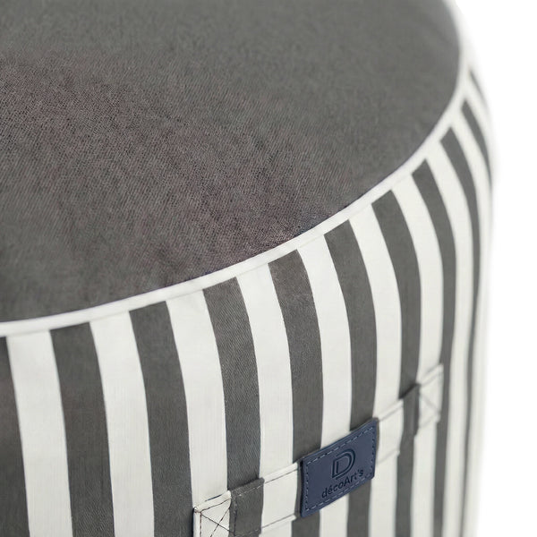 Pouf Rond Rayure Gris Foncé - vue latérale