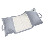 Pouf flottant piscine XXL gris galet, matelas hamac à billes pour extérieur, confort adulte, image avec un pouf déployé.