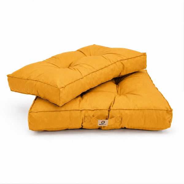 Ensemble Coussins Capitonné 50x50 Jaune - Épais 15cm & Moelleux (Assise + Dossier)