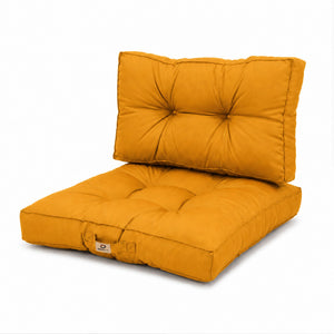 Ensemble Coussins Capitonné 60x60 Jaune - Épais 15cm & Moelleux (Assise + Dossier)