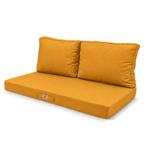 Ensemble Coussins Salon Jardin 120x60 Jaune - Déhoussable & Anti-UV (1 Assise + 2 Dossiers)