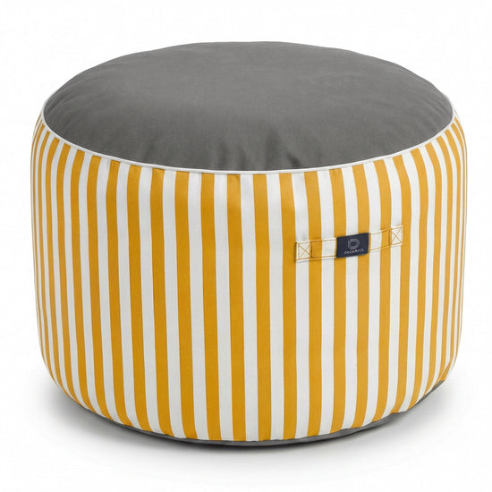 Pouf Rond Rayure Jaune - Premium 270g - Hauteur 40cm Diamètre 70cm