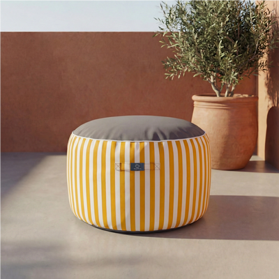 Pouf Rond Rayure Jaune - vue principale