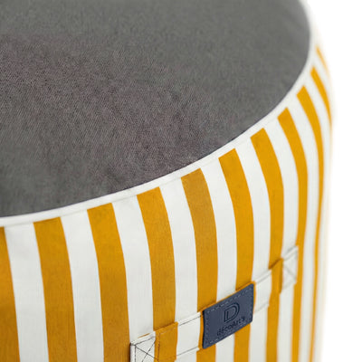 Pouf Rond Rayure Jaune - vue latérale