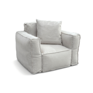 Sillón Modular de Jardín 90x75 Gris Guijarro - Tejido Olefina & Núcleo Hinchable (Bomba Incluida)
