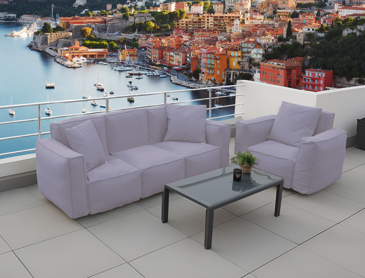 Canapé salon de jardin modulable 90x75x65cm Gris galet - Deco-arts.fr
