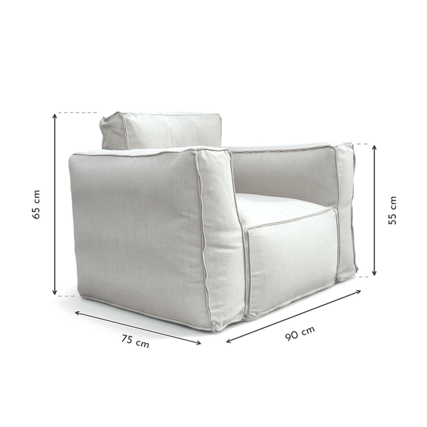 Sillón Modular de Jardín 90x75 Gris Guijarro – medidas 90 x 75 x 65 cm, reposabrazos 55 cm