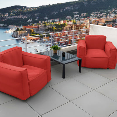 Coussin modulable pour fauteuil de jardin 90x75 cm en tissu Olefin terracotta avec cœur gonflable et pompe incluse.