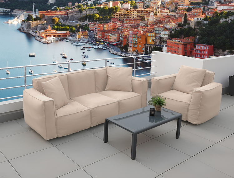 Canapé salon de jardin modulable 90x75x65cm Beige - Deco-arts.fr