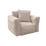 Coussin pour fauteuil de jardin modulable beige en tissu Olefin avec cœur gonflable et pompe, idéal pour fauteuils et canapés.