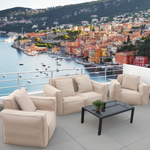 Coussin modulable pour fauteuil de jardin beige 90x75 cm en tissu Olefin avec cœur gonflable et pompe incluse.