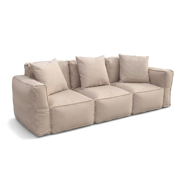 Trois Fauteuils Modulables Beige zippés en canapé 3 places