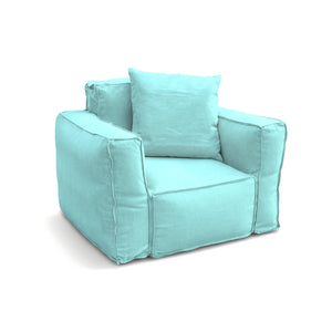 Sillón Modular de Jardín 90x75 Azul Caribe - Tejido Olefina & Núcleo Hinchable (Bomba Incluida)