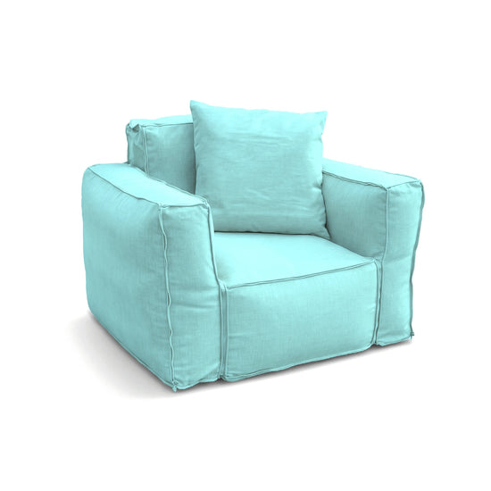 Sillón Modular de Jardín 90x75 Azul Caribe con su cojín decorativo 50x50