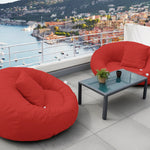 Pouf extérieur flottant pour piscine rouge, XXL 140x120 cm en tissu Olefin avec pompe incluse, design confortable et résistant.