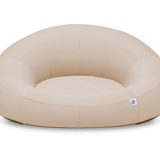 Pouf extérieur beige flottant pour piscine, XXL 140x120 cm, tissu Olefin, avec pompe, par Deco-arts.fr