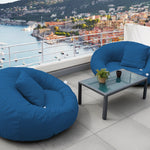 Pouf extérieur flottant pour piscine en tissu Olefin bleu pétrole, dimensions 140x120 cm avec pompe incluse.