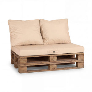 Kit de Cojines para Palé con Funda Extraíble 120x80 Beige Clair - Impermeable & Extérieur (1 Asiento + 2 Respaldos)