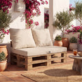 Kit Coussins Palette Déhoussable 120x80 Beige Clair - Imperméable & Extérieur (1 Assise + 2 Dossiers)