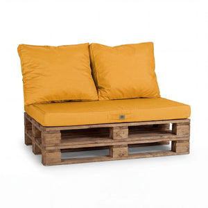 Kit de Cojines para Palé con Funda Extraíble 120x80 Amarillo - Impermeable & Extérieur (1 Asiento + 2 Respaldos)