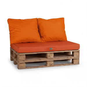 Kit de Cojines para Palé con Funda Extraíble 120x80 Naranja - Impermeable & Extérieur (1 Asiento + 2 Respaldos)