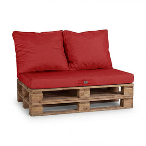 Kit de Cojines para Palé con Funda Extraíble 120x80 Rojo Pimiento - Impermeable & Extérieur (1 Asiento + 2 Respaldos)