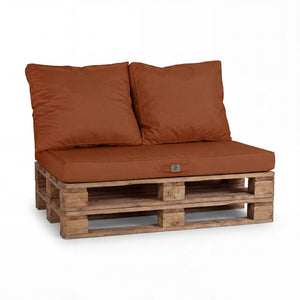 Kit de Cojines para Palé con Funda Extraíble 120x80 Terracota - Impermeable & Extérieur (1 Asiento + 2 Respaldos)