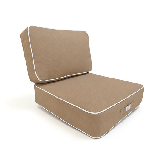 Ensemble Coussins Premium 50x50 Moka - Épais 12cm & Finition Passepoil