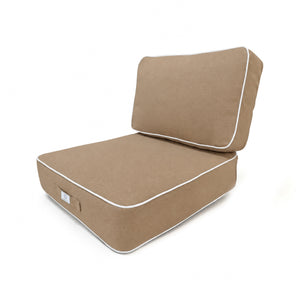 Ensemble Coussins Premium 50x50 Moka - Épais 12cm & Finition Passepoil