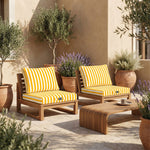 Conjunto de Cojines para Salón de Jardín 50x50 Rayas Amarillas - Premium 270g (Asiento + Respaldo)