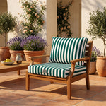 Conjunto de Cojines para Salón de Jardín 60x60 Rayas Verde - Premium 270g (Asiento + Respaldo)
