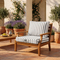 Conjunto de Cojines para Salón de Jardín 60x60 Rayas Gris Claro - Premium 270g (Asiento + Respaldo)