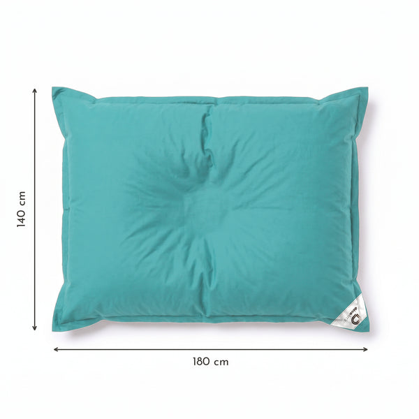 Dimensions du pouf géant flottant Bleu Caraïbes : 180 × 140 cm